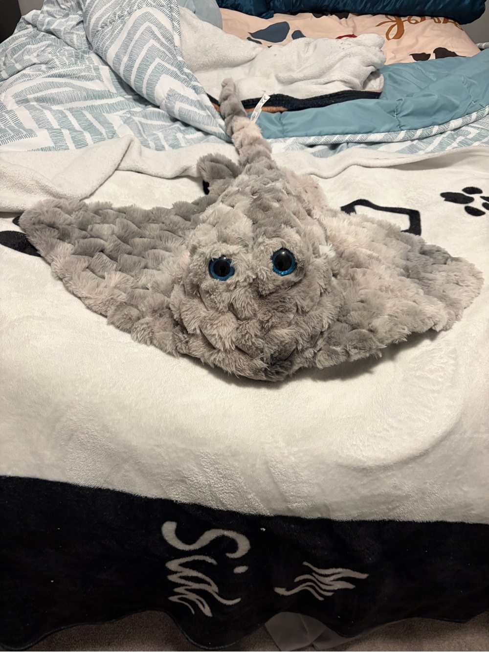 Gray Plush Stingray Stuffed Animal Toy - Soft Sea Creature Plush